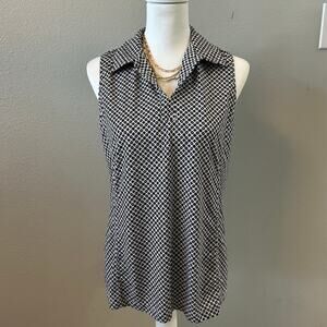 Sport Haley Black White Geometric Sleeveless Tunic Top | Women’s Size Large